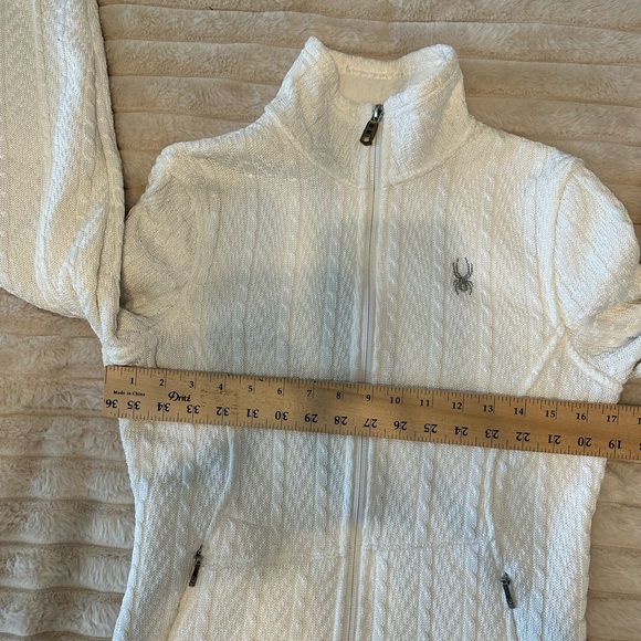 Spyder Women's White Cable Knit Fleece Lined Jacket - Picture 8 of 15
